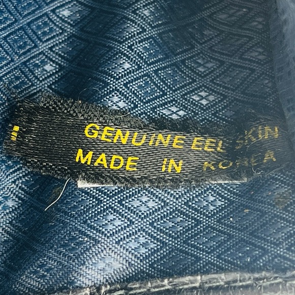 Vintage Navy Blue Eel Skin TriFold Wallet Checkbook Cards Coins Korea - Picture 8 of 11